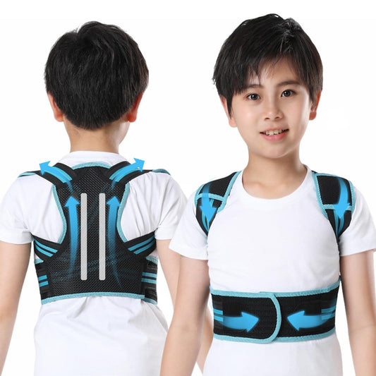 GGFSSQ Posture Corrector For Kids - Back Brace Posture Corrector - Spine Corrector, Adjustable Upper Back Posture Brace, Prvent Children Humpback (Blue, L)