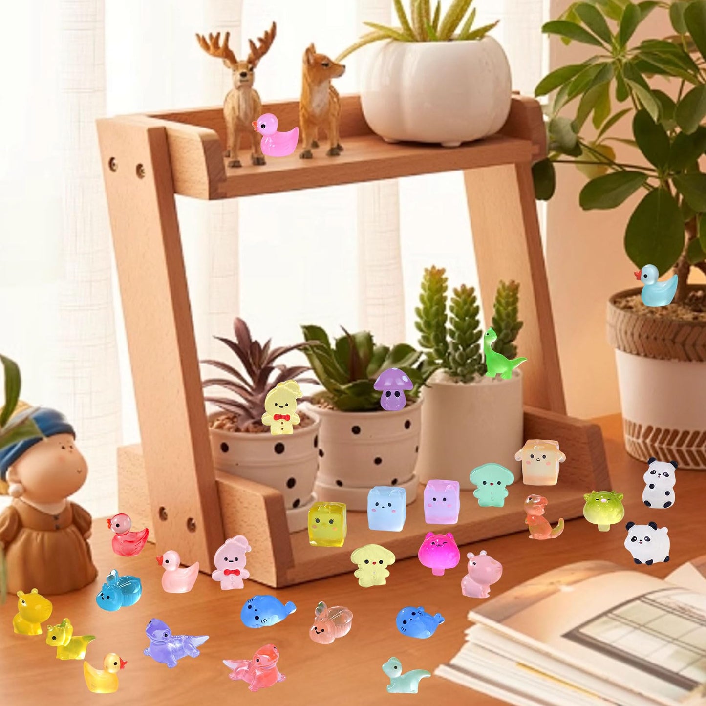 150 Pcs Mini Resin Animals Kit Accessories Variety Pack Glow Animal Figurines Resin Mini Ducks Figurines Accessories for Variety Pack for Garden Micro Landscape Aquarium Potted Dollhouse Decor