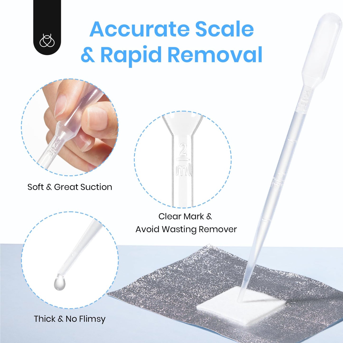beetles Nail Remover Kit - 200Pcs Nail Soak Off Foil Wraps Gel Nail Polish Remover Tools Larger and Thicker Pre-attached Cotton Pad with Droppers, Easy Manicure Removal for Women Girls