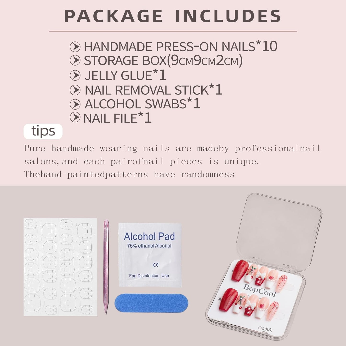 Nude Pink Handmade Press On Nails – Long Coffin French Leopard Print & Floral Rhinestone Design | Thick Acrylic Full-Coverage False Nails Spring Pattern (M-10PCS)