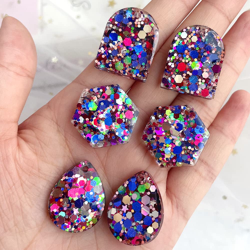 ResinWorld Earrings Molds with Varieties of Shapes and Sizes, 171Pcs Resin Jewelry Making Kit, Stud Dangle Drop Earrings Resin Molds with Hole