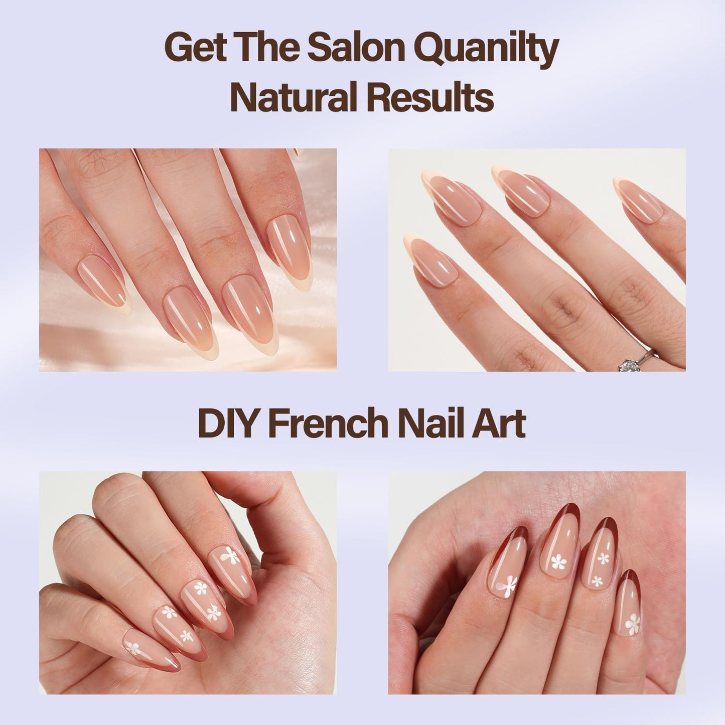 Misssix XBASICTIPS French Tip Press On Nails, 300Pcs Medium Almond French Gel Nail Tips, Soft Gel Pre-shaped No Need to File 3 in 1 Tips, Fake Nails for Nail Art DIY Extension Designs 15 Sizes