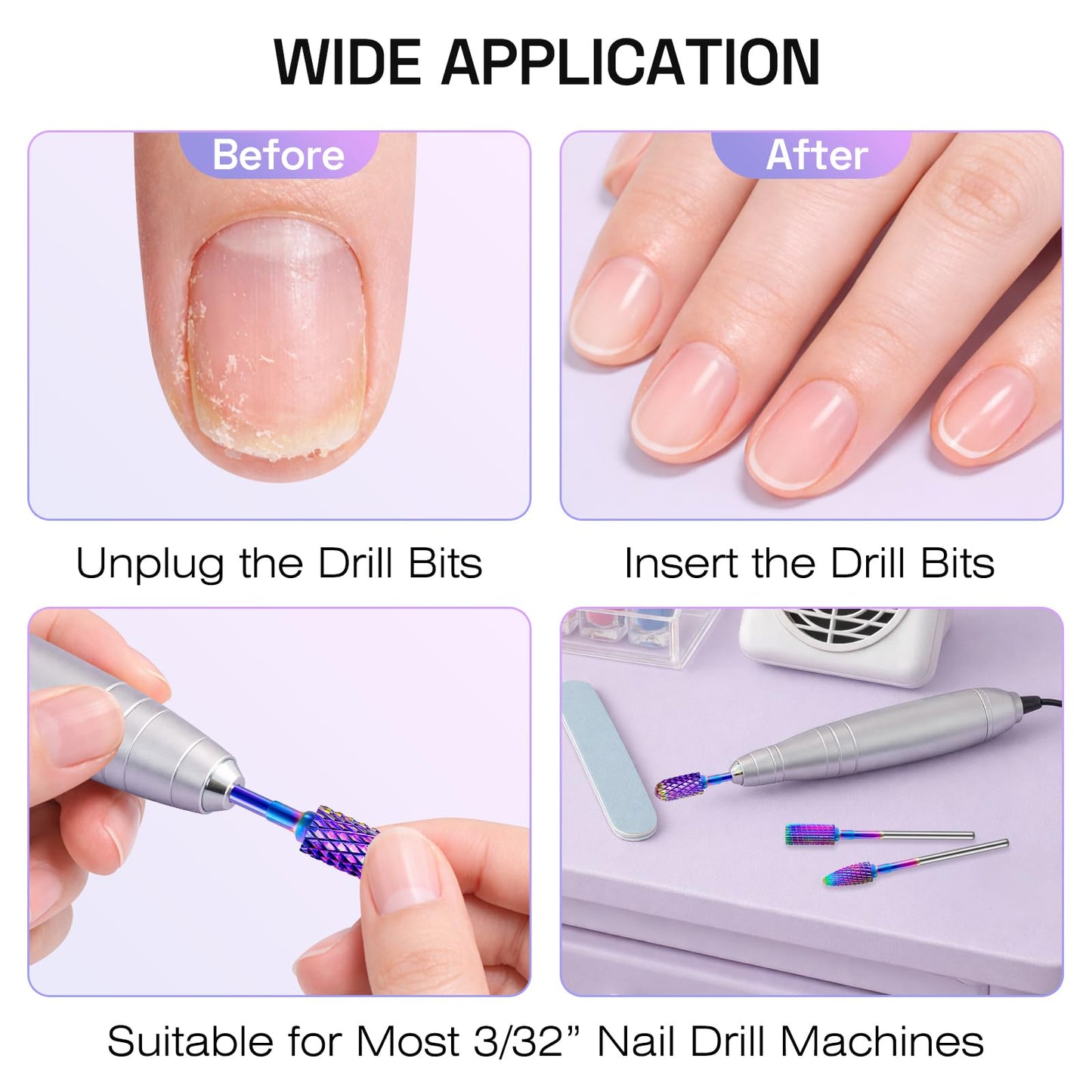 Nail Drill Bits Set with Storage Case: 30pcs 3/32 Inch Carbide Diamond Ceramic Professional Salon Kit for Acrylic Nails, Multi-Function for Women Nail Artists Manicure Pedicure (Pink)