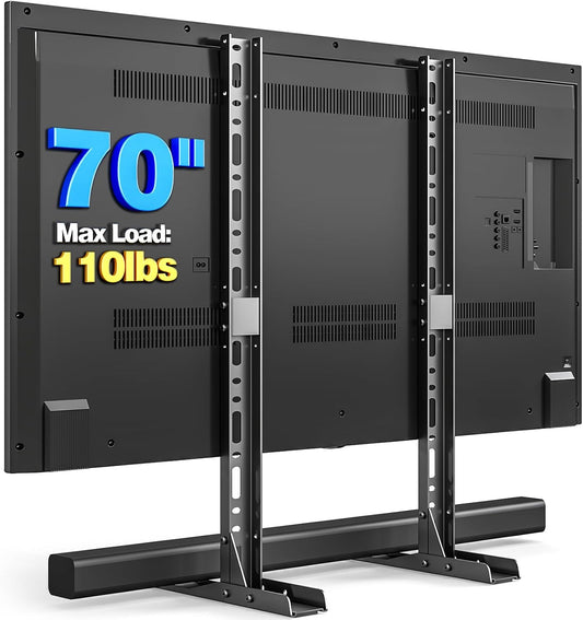 Rfiver 20-70 inch 110 lbs, 800x600mm, Universal TV Stand for Flat Curved TVs, Height Adjustable Table Top TV Stand, TV