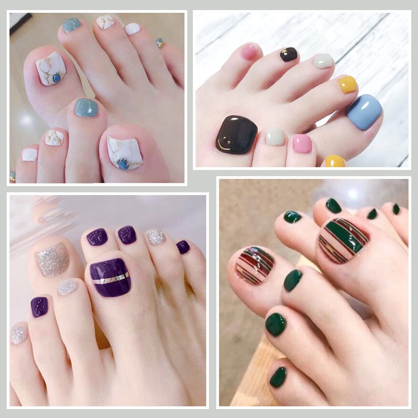 SILPECWEE 40 Sheets Toe Nail Stickers Full Wraps Polish Strips for Women Gel Self Adhesive Decals Toes Manicure Sticker Accessories With 1pc File