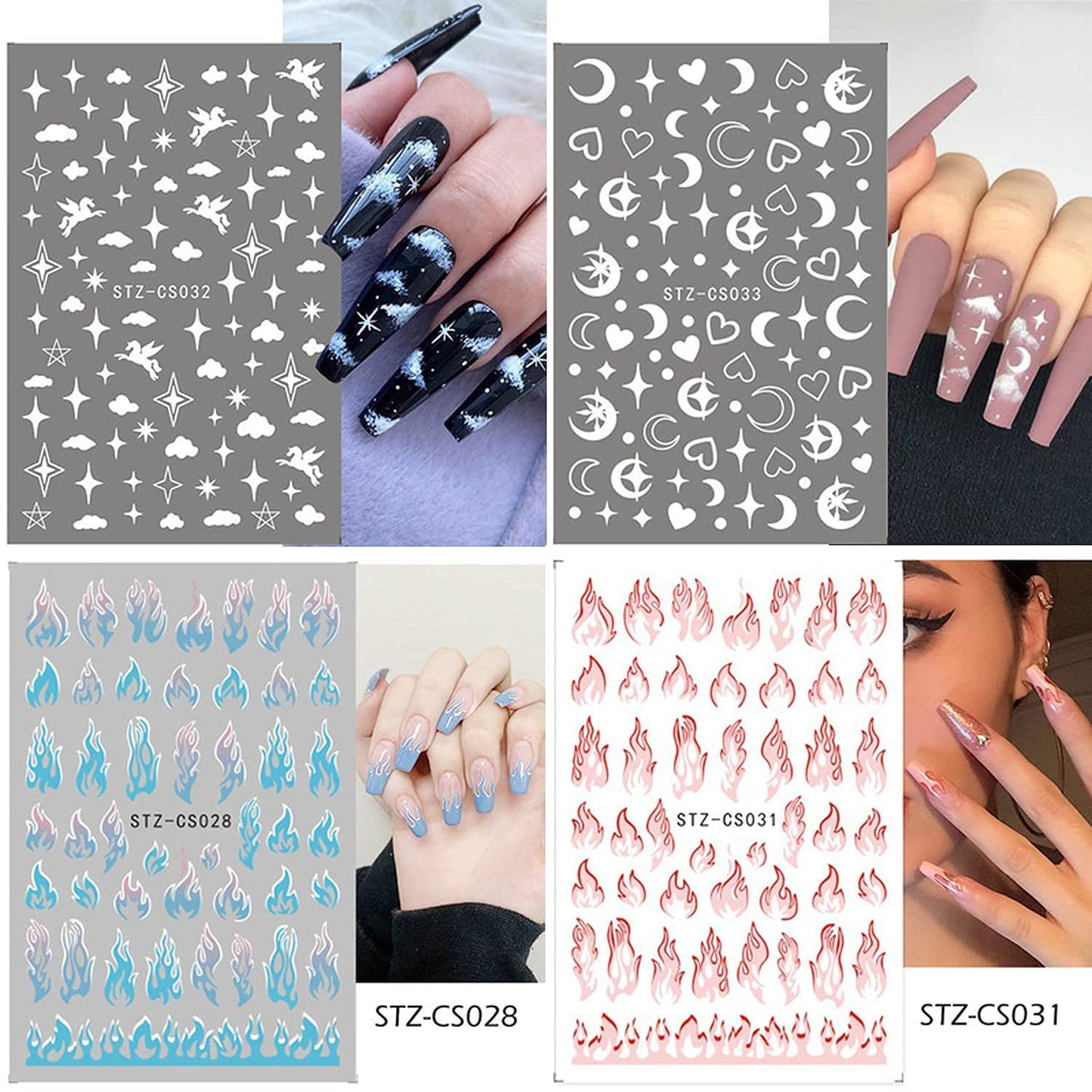 14 Sheets French Nail Art Stickers with 18 Sheets Colorful Nail Art Stickers