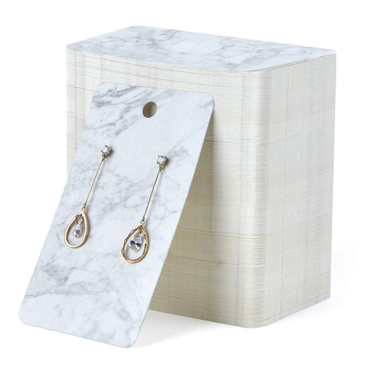 Coopay 200 Pieces Earring Display Card Jewelry Card Holder Blank Kraft Paper Tags for DIY Ear Studs and Jewelry, 3.5 x 2 Inches (Marble Stripe)
