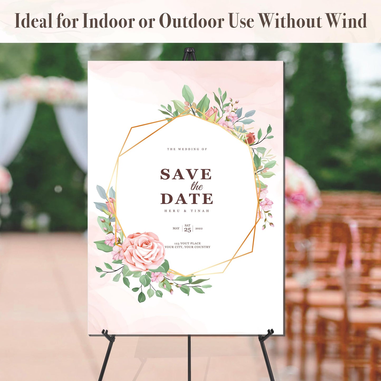 DDEAT Easel Stand for Wedding Sign & Poster 63'' Easels for Display Portable Art Easel for Floor Adjustable Metal Easel Black