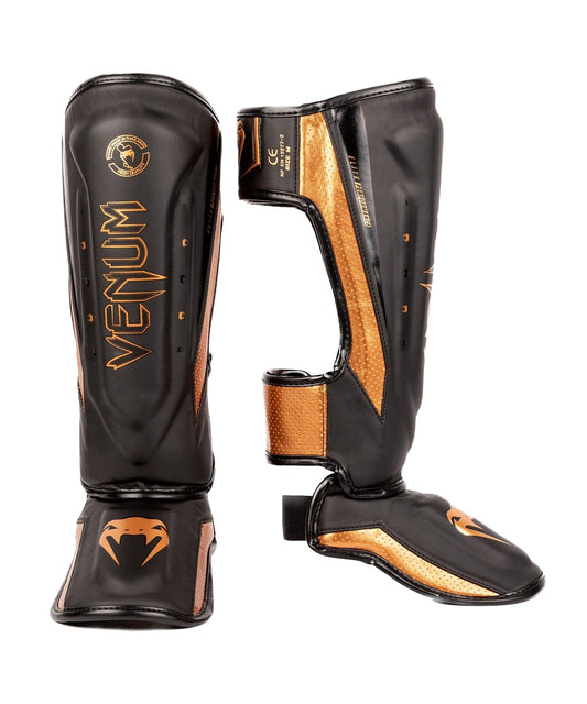 Venum Elite Evo Shin Guards-Black/Bronze - L