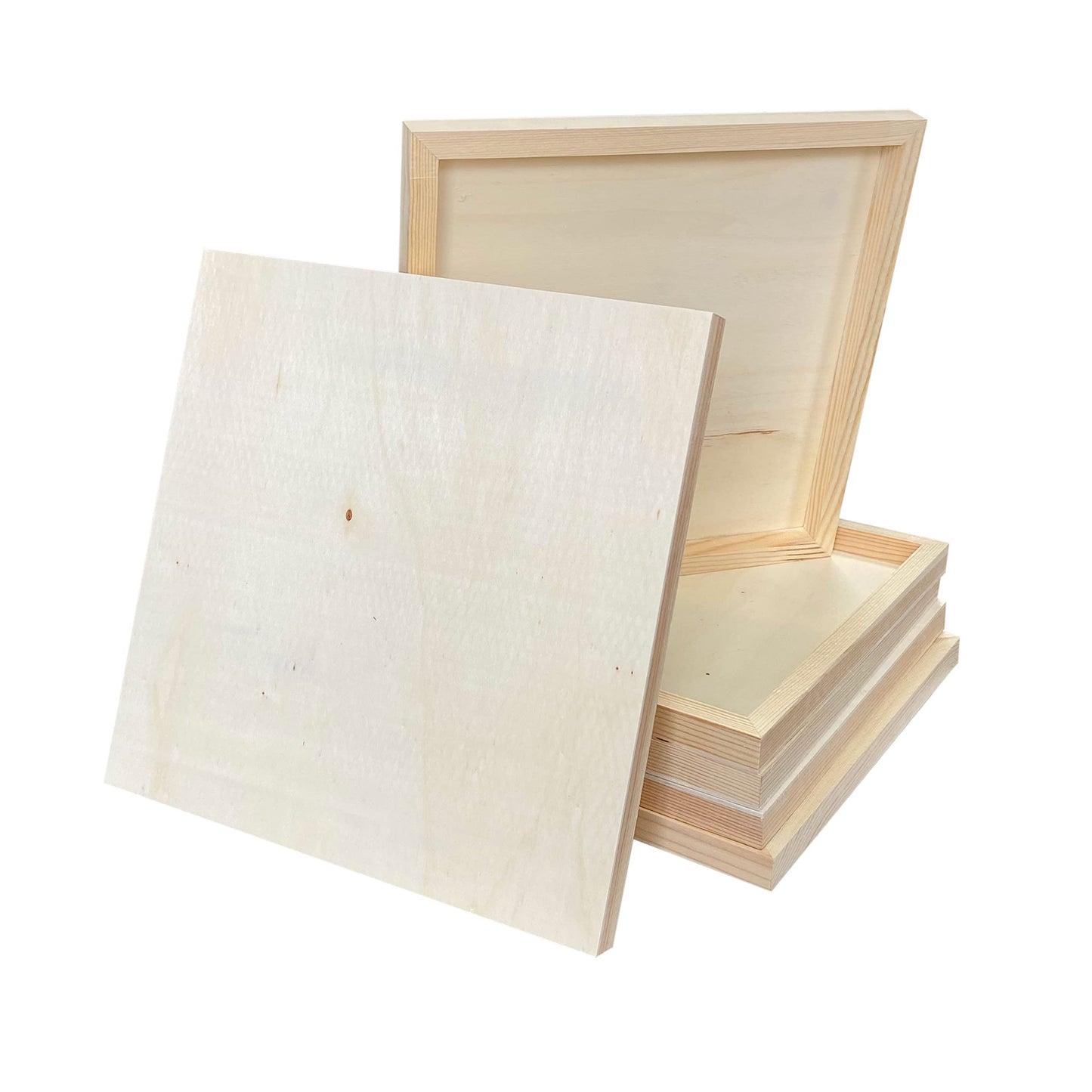 Wood Art Panels 12x12 Unfinished Wooden Canvas Panels 6-Pack Wood Frame for Oil Pouring Acrylics Painting Crafts