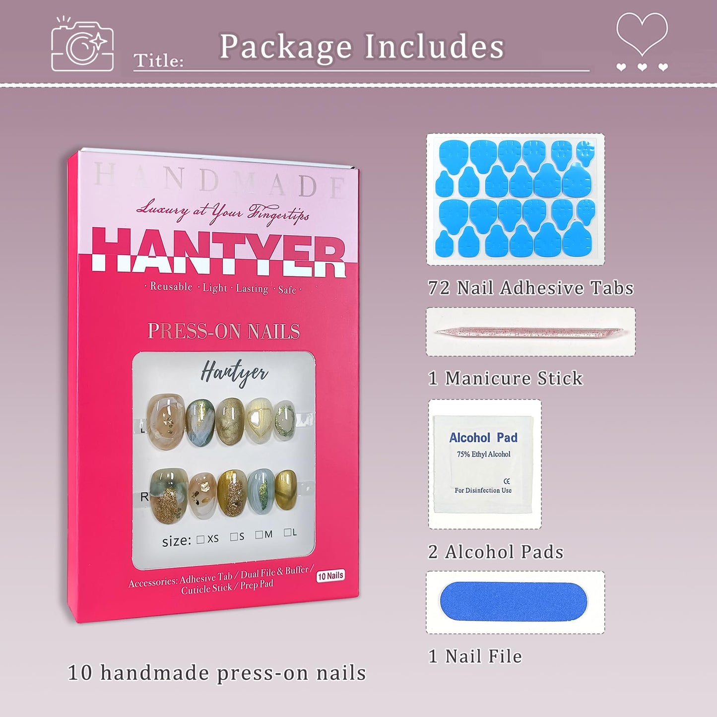 Hantyer Golden Ombre Press on Nails with 3D Glitter Flakes & Gold Foil, Short Oval Glossy Soft Glam Fake Nails, Reusable Elegant False Nails for Women Fall Winter Season Party, Size L