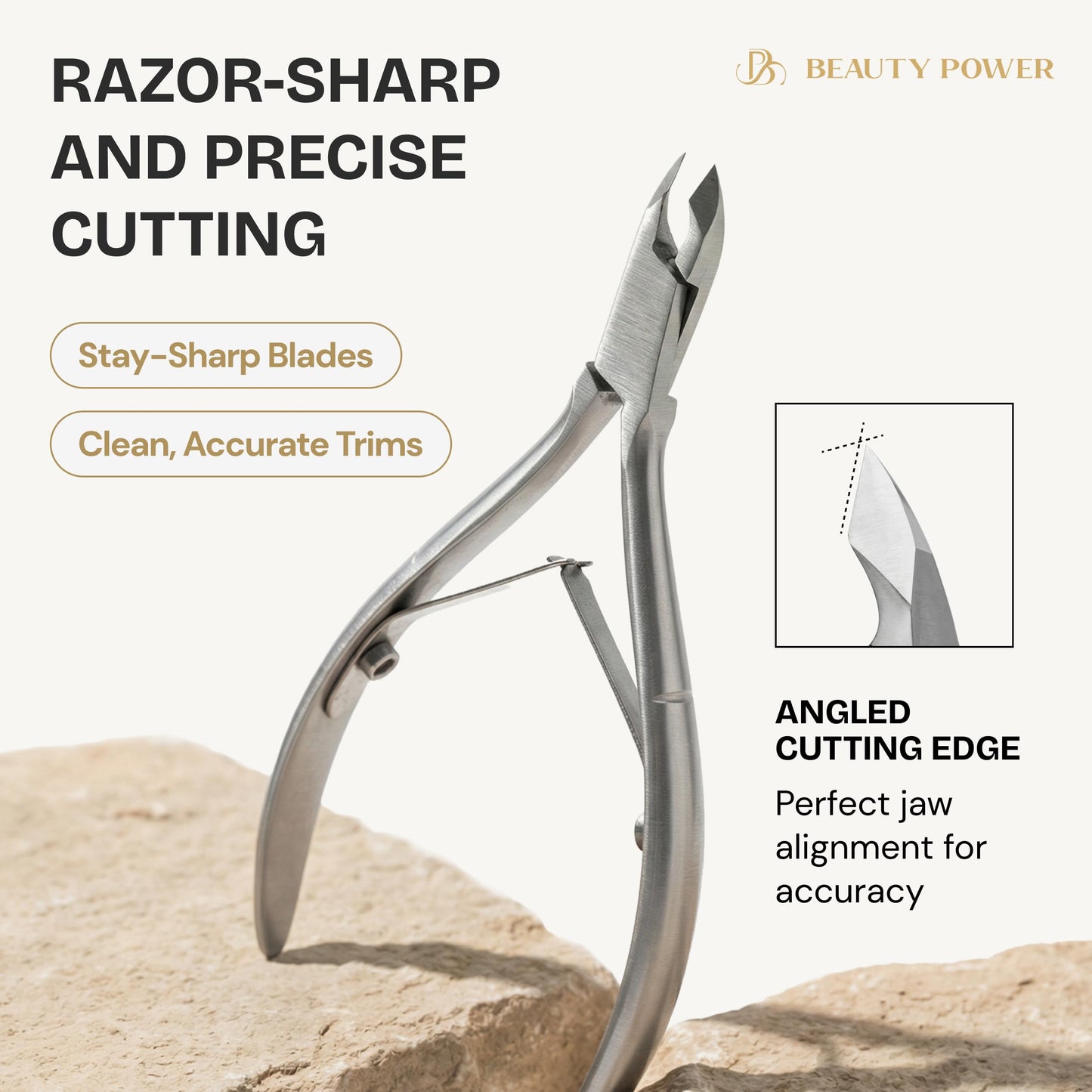 Beauty Power Manicure Pedicure Set 7-in-1 Stainless Steel, Ultra Sharp, Slanted Nail Clipper, Fingernail Clipper, Cuticle Nipper, Glass Nail File, Eyebrow Tweezers, Scissors, Case - Gift Idea - Gray