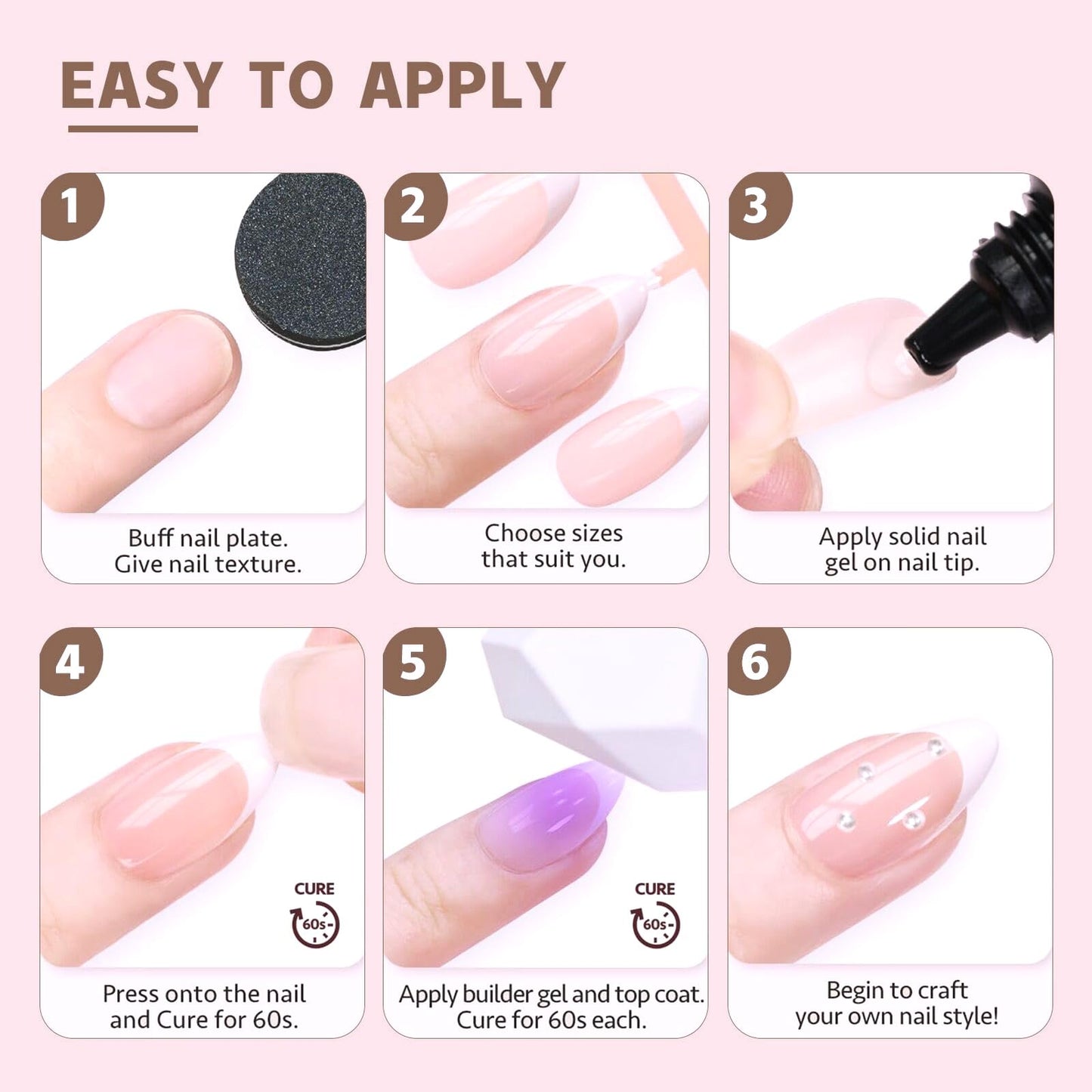 24 Pcs Rainbow Coffin Press on Nails - Colorful French Tip Acrylic Nails with Hollow Heart Design