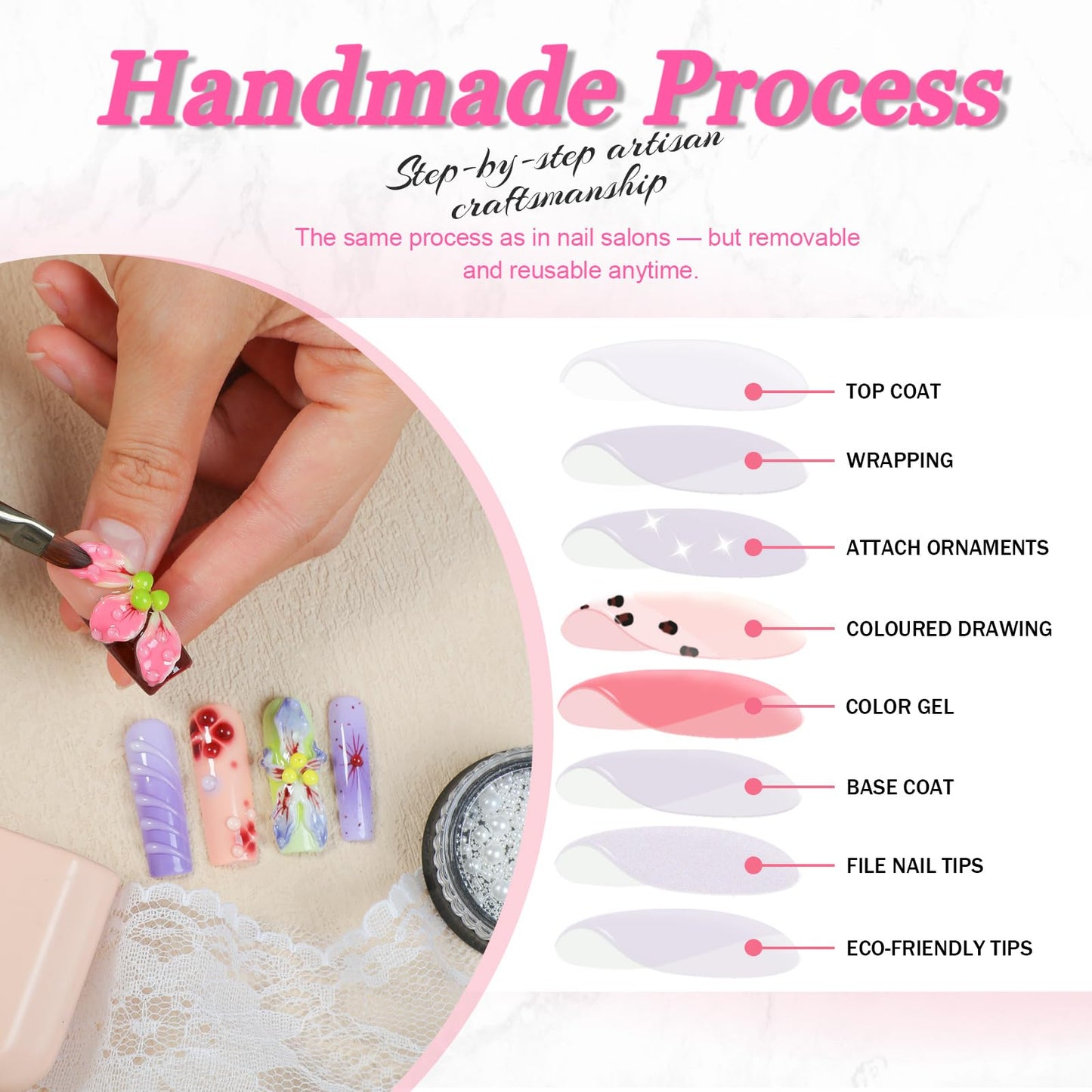 Luxury Gothic Press-On Nails Long Square Shape, Handmade XL Reusable Acrylic Nails with 3D Statue & Cross Charms, Blue Pink Gradient Full Cover Fake Nails for Women