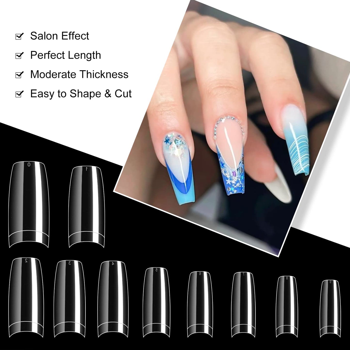 krofaue Nail Arm Rest and 500PCS Clear False Nails Tips