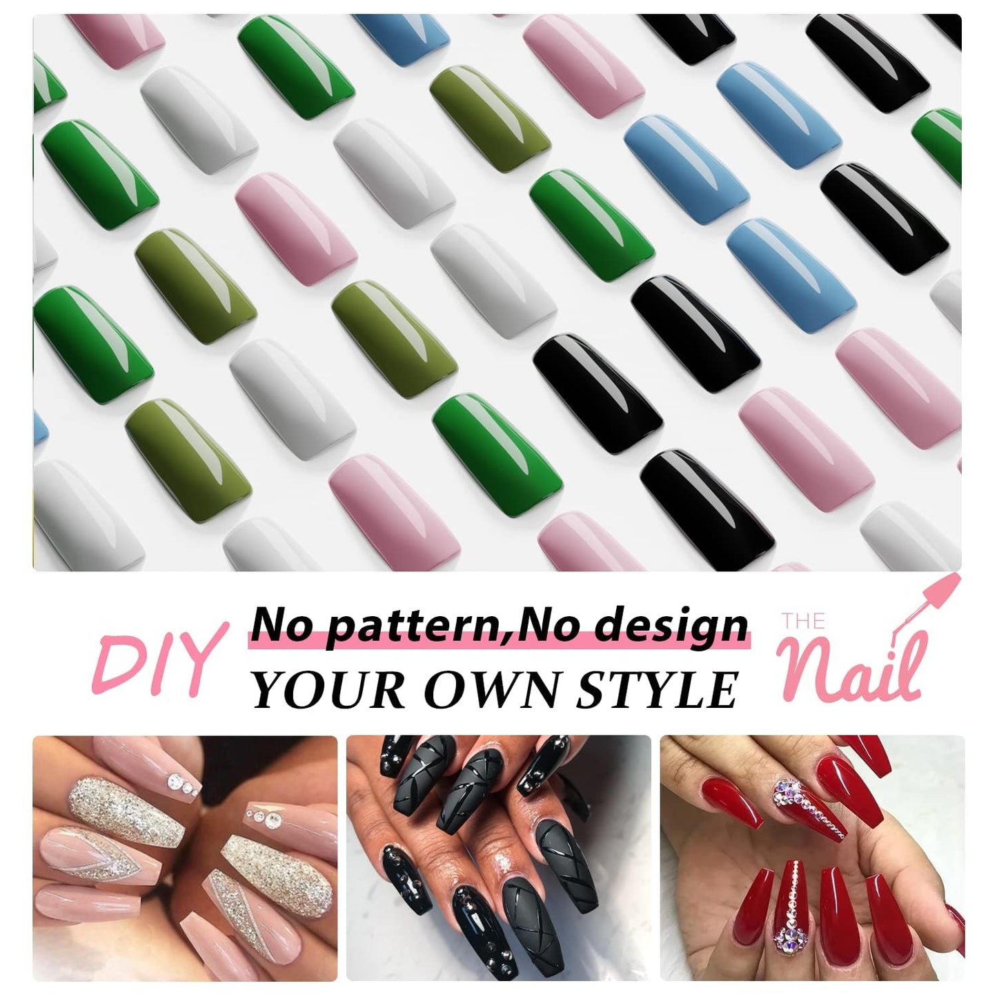 KQueenest Matte Hot Pink Press on Nails Long Medium Square, Neon Pink Fake Nails Medium Coffin, Sheer Color Acrylic Nails Press ons, Reusable Soft Gel Glue on Nails for Women Fall Winter