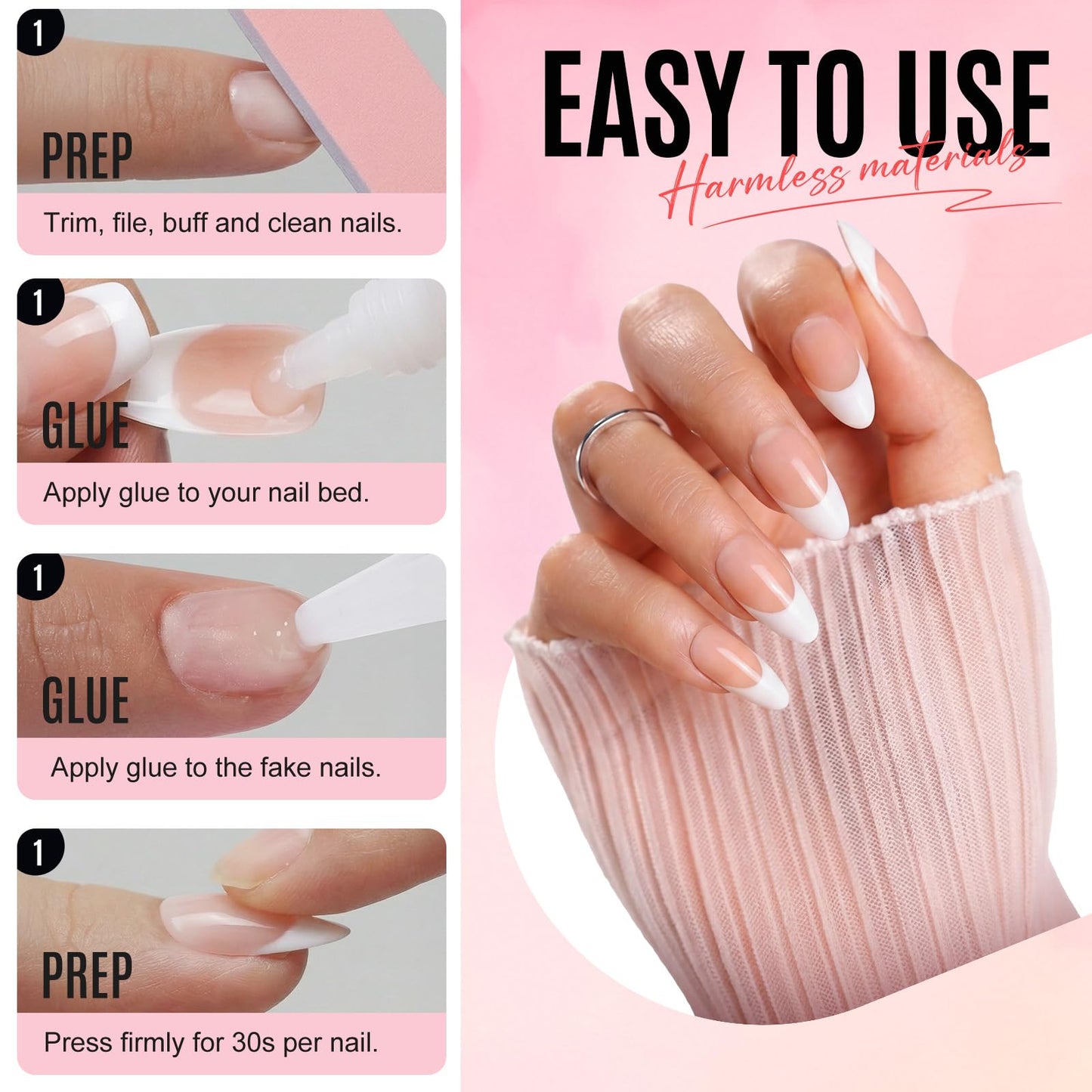 Bioday Press on Nails Short Almond, Soft Gel Purple Cat Eye Fake Nails Kit, Reusable Stick on Nails with Glue, 30Pcs 15 Sizes Salon Quality False Nails, Ideal for Spring Summer Vacation DIY Gifts