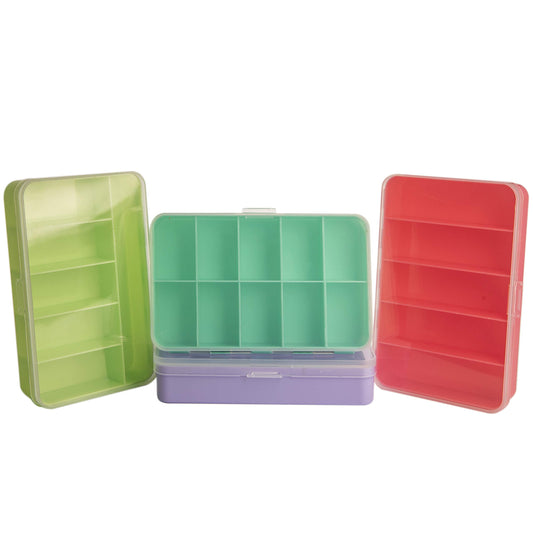 The Beadsmith Personality Case Color-Coded Organizers, 4 Stackable boxes, 22 compartments in total, Stack measures 5.75 x 3.8 x 4.5 inches, jewelry storage organizer, tackle box, nail tip case