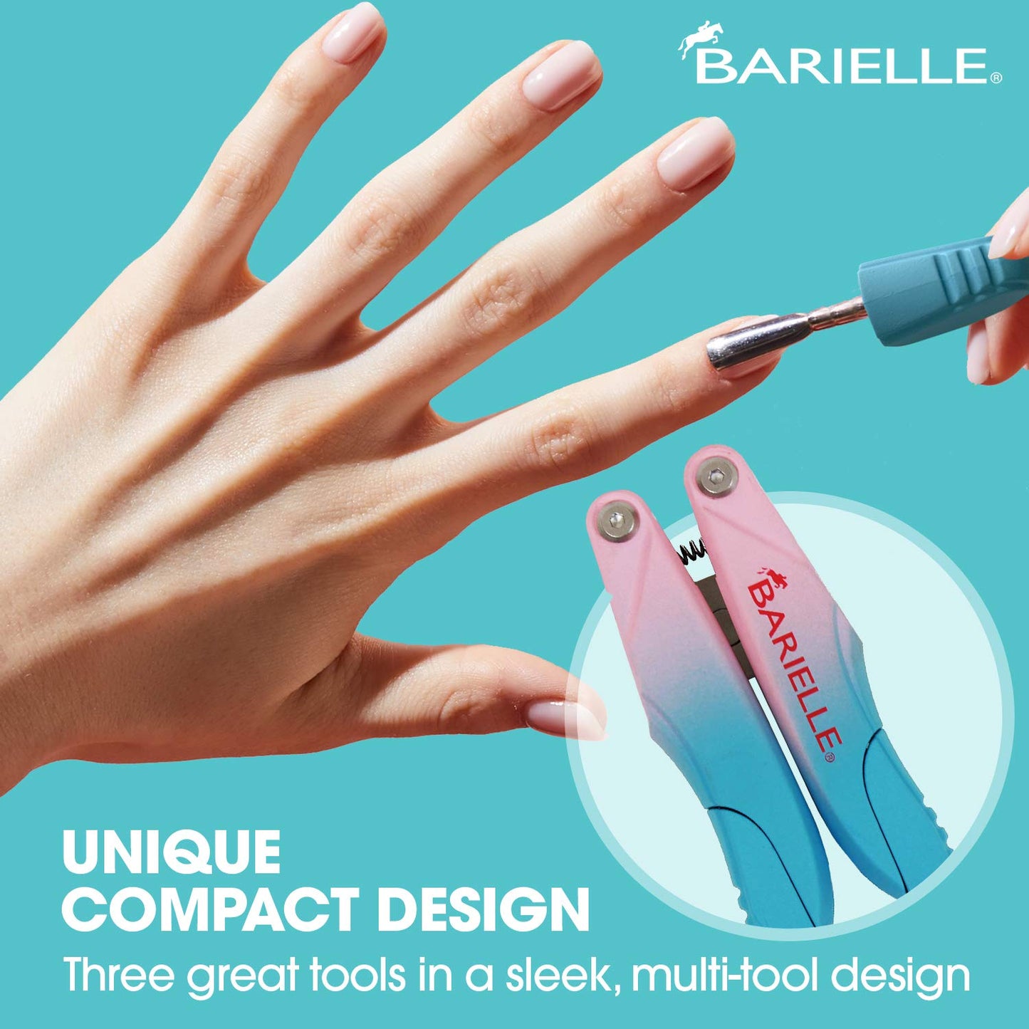 Barielle Clever Collapsing Cuticle Nipper - A Unique Professional Cuticle Pusher, Cuticle Cutter & Cuticle Clippers Multitool