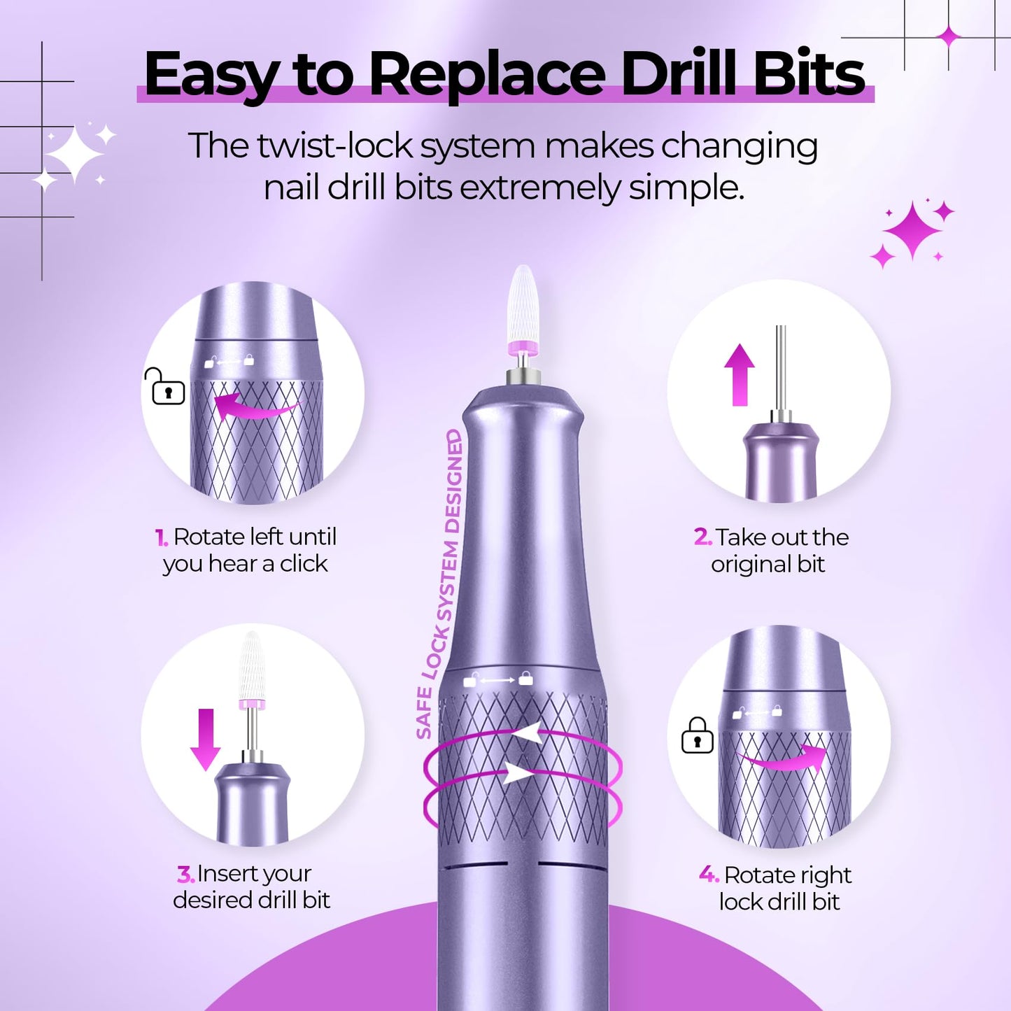 JOSGLOI Electric Nail Drill Professional: 40000RPM Electric Nail File Kit E File Nail Drill Machine with LCD Display for Acrylic Gel Nail, Manicure Pedicure Polishing Nail Grinder for Salon Home Use