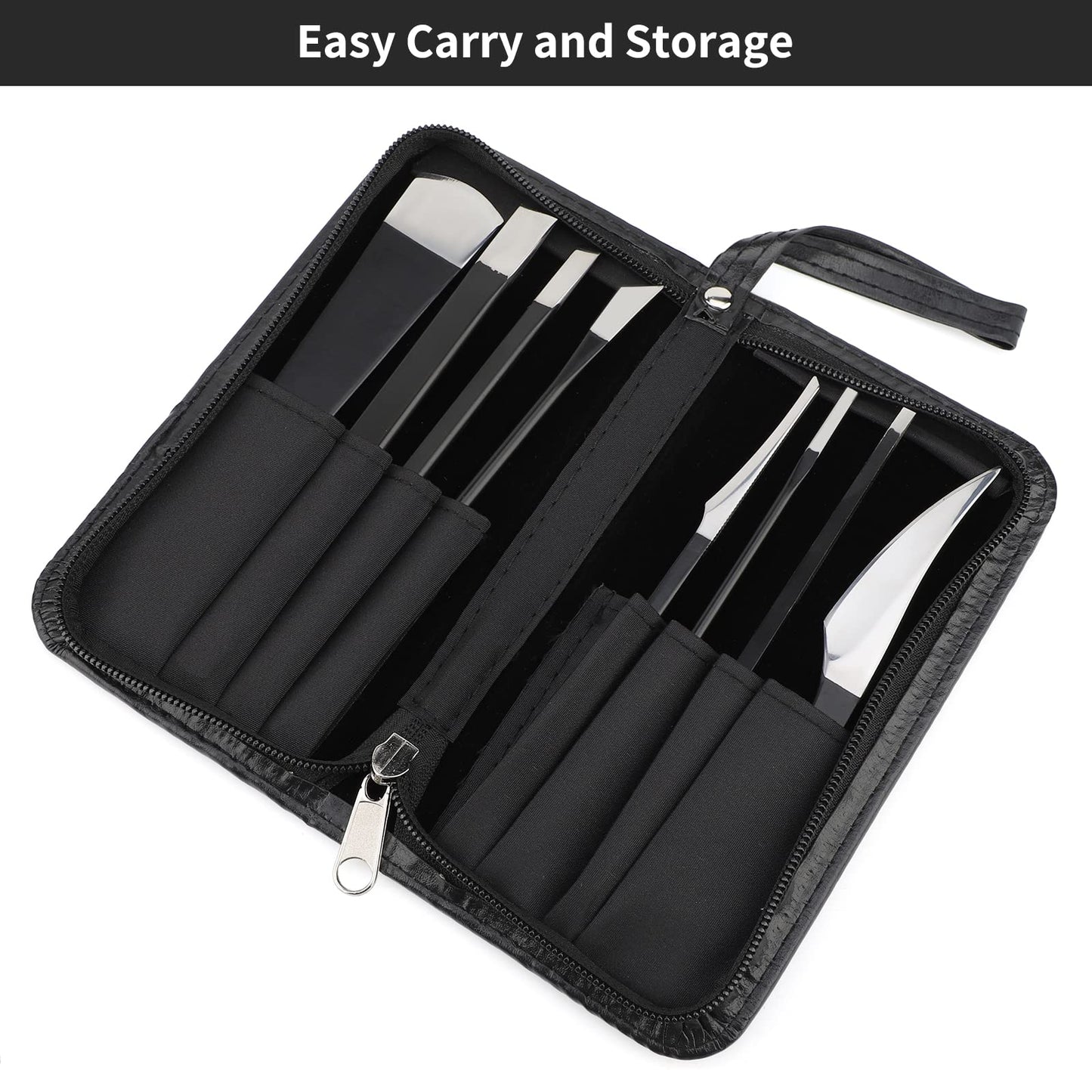 PARTURI Pedicure Knife Kit, 8pcs Black Foot Dead Callus Remover Stainless Set, Professional Ingrown Toenail Steel Tools, Feet Skin Care Nail File Tool Manicure Clippers Cuticle Scraper Toe Shaver