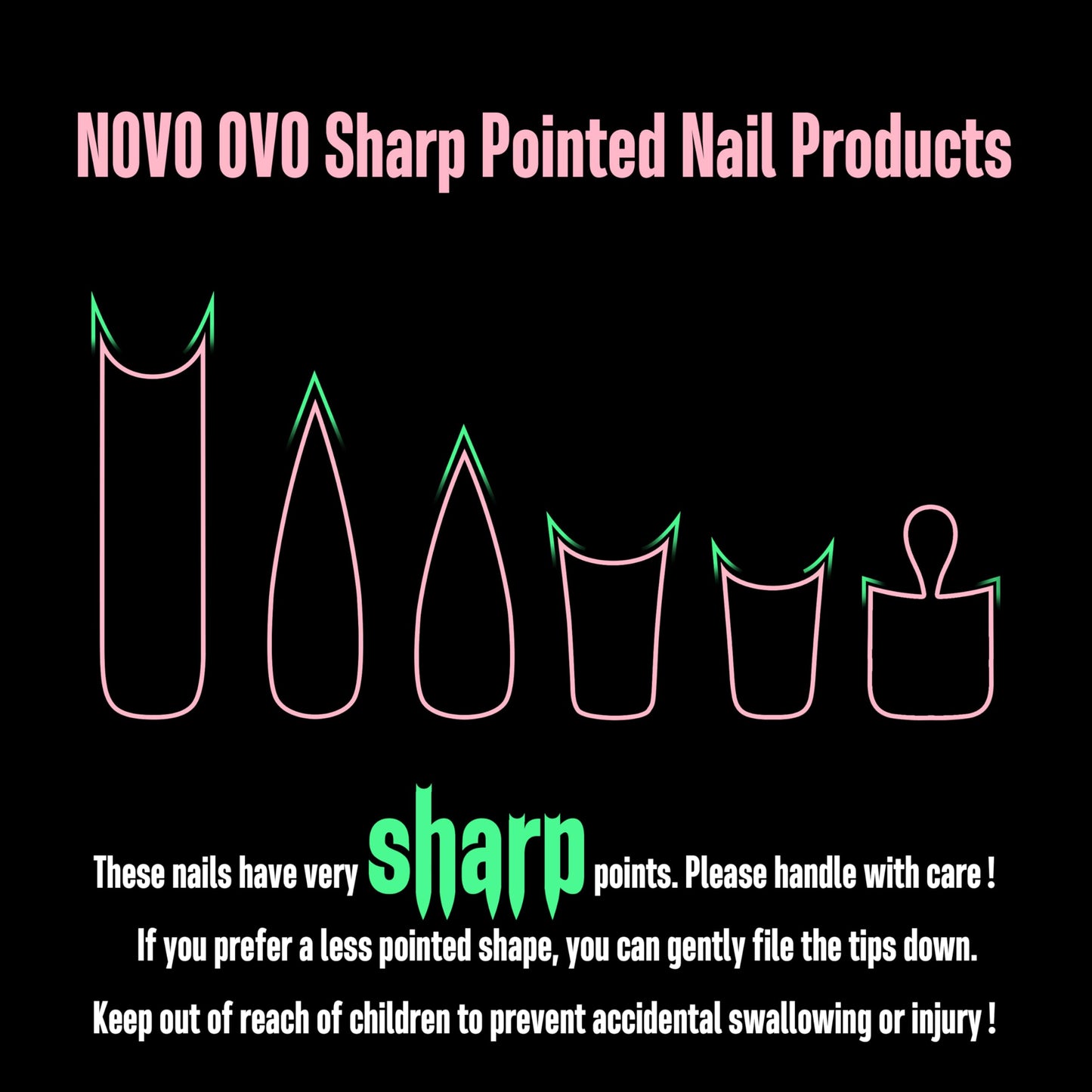 NOVO OVO Halloween Extra Thick Short Duck Feet Nail Tips with Moon Curve Full Cover Press on Acrylic, Clear Pre-Etched Matte Flare Wide French Soft Gel Fake False Nail Extension x 15 Sizes 510 pcs