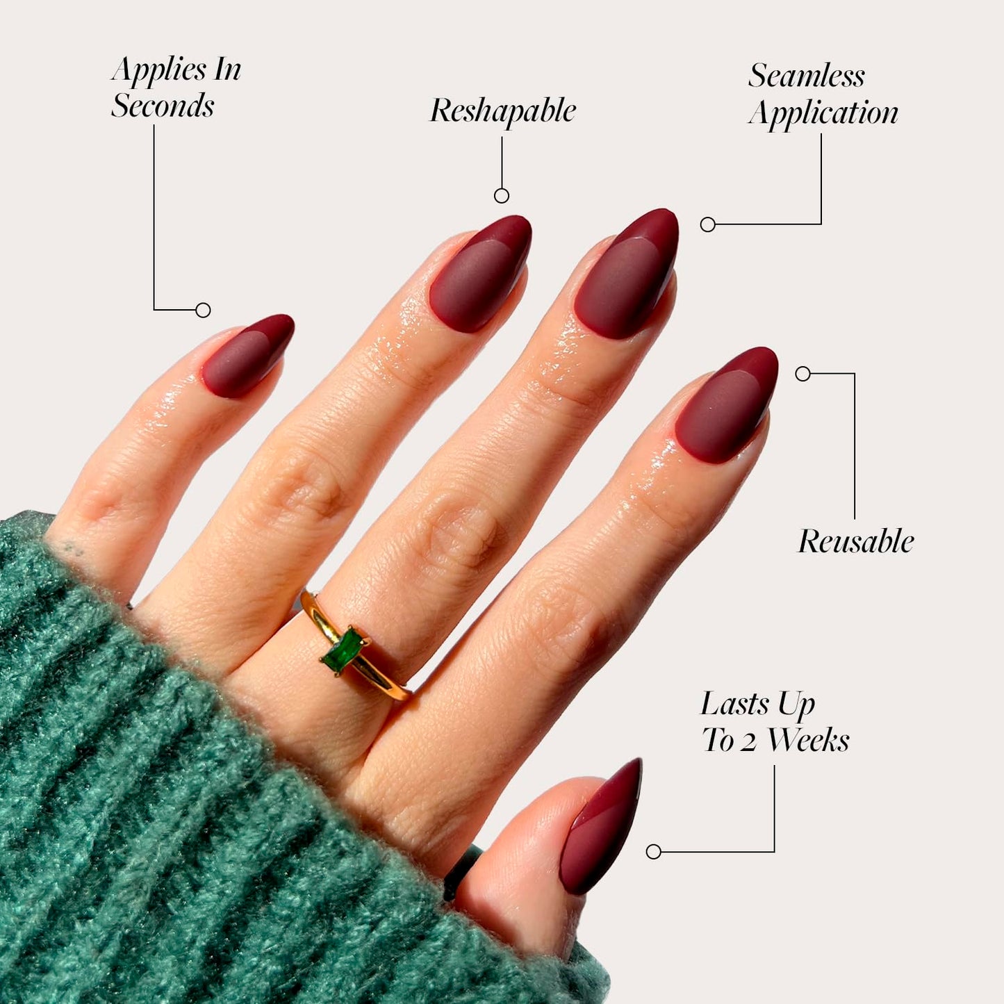 Glamnetic Press-On Nails Bundle - Blueberry Milk & Merlot | Opaque Light Blue Short Almond Nails | Matte Short Almond Dark Red Nails with Glossy French Tips | Reusable, Salon-Quality Nail Kits
