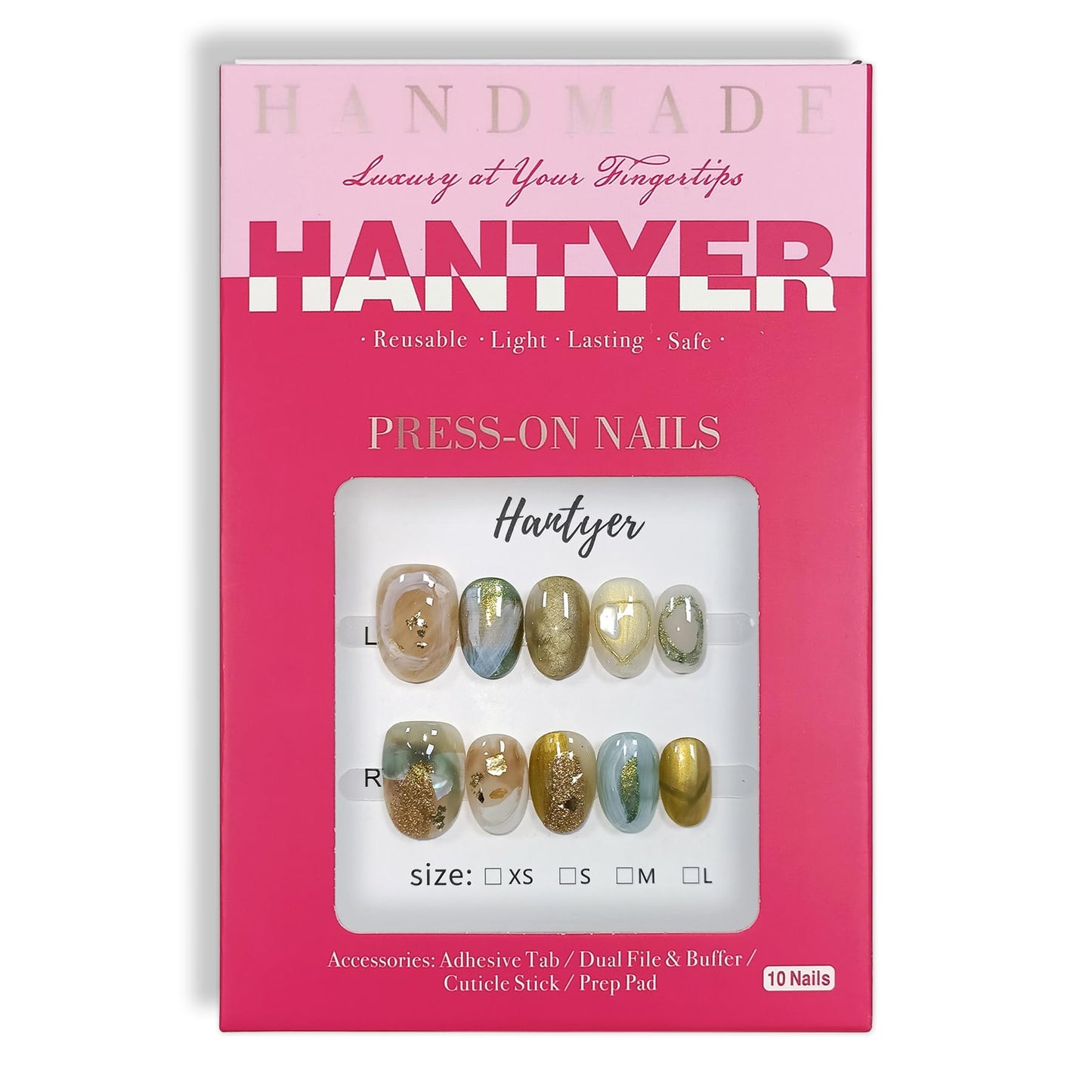 Hantyer Golden Ombre Press on Nails with 3D Glitter Flakes & Gold Foil, Short Oval Glossy Soft Glam Fake Nails, Reusable Elegant False Nails for Women Fall Winter Season Party, Size XS