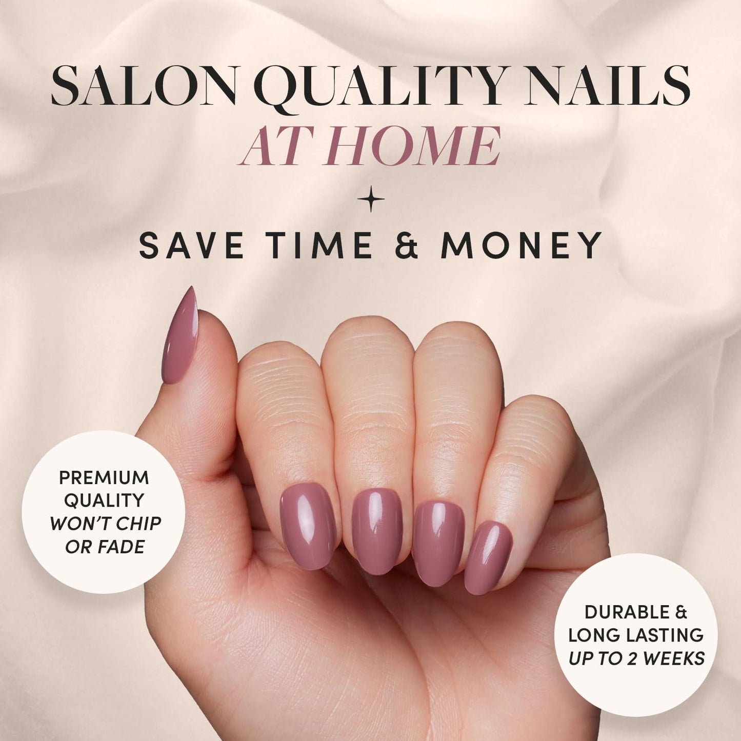 Glamnetic Press-On Nails Bundle - Honey Bun & Fall Mauve | Nude Velvet Sparkly Short Almond Fake Nails | Muted Blush Mauve Short Oval False Nails | Reusable, Salon-Quality Nail Kits