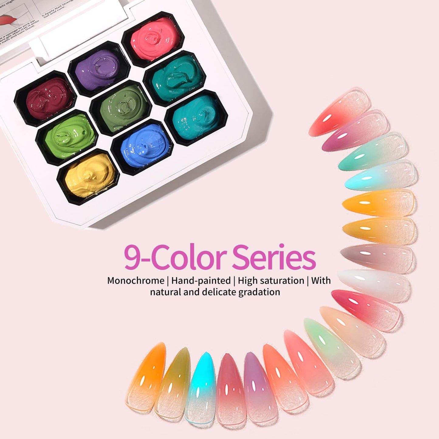 AOBOO Ombre Gel Polish Nail Sponges for Ombre 9 Series Colorful Blush Effect Gradient painting gel ombre & pat paint for nails Multistyle French Manicure Nail Art DIY Home (A1, 1)
