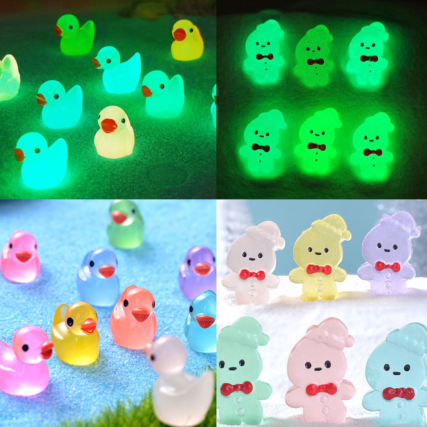 150 Pcs Mini Resin Animals Kit Accessories Variety Pack Glow Animal Figurines Resin Mini Ducks Figurines Accessories for Variety Pack for Garden Micro Landscape Aquarium Potted Dollhouse Decor