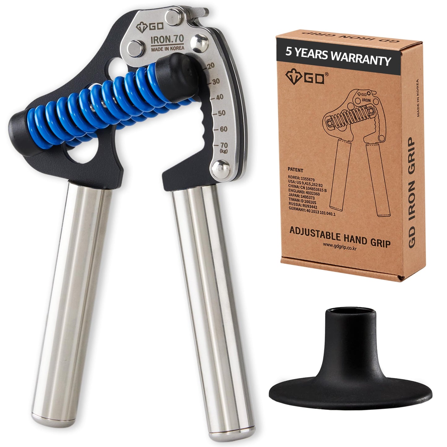 GD IRON GRIP 70(S) Adjustable Hand Grip Strengthener, 44~154lbs Grip Strength Trainer Premium Forearm Strengthener Hand Gripper for Grip Strength