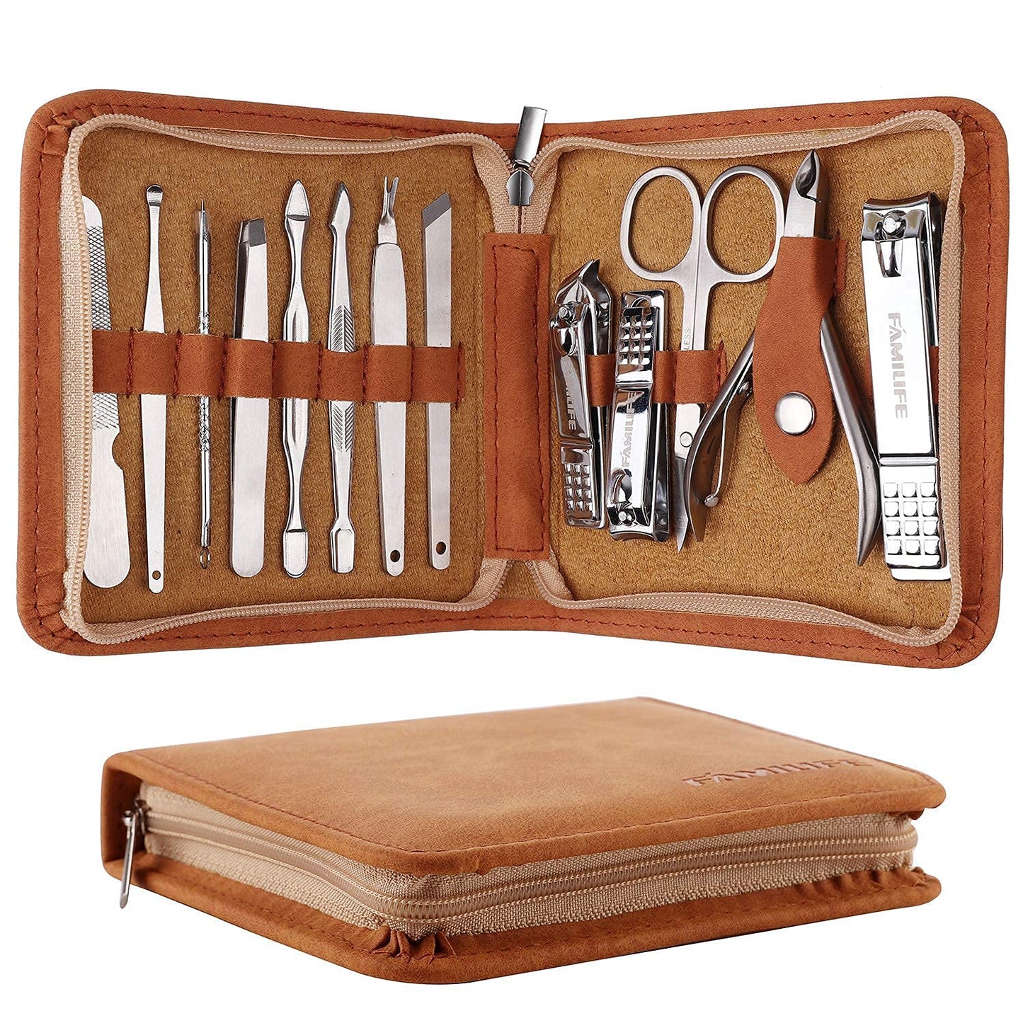 FAMILIFE F03 Manicure Set, Pedicure Kit Nail Clipper Set 13pcs Professional Men Grooming Kit and 11 in 1 Christmas Gift for Women and Men Nail Kit Manicure and Pedicure Set