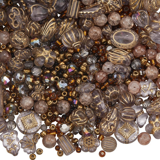 SUNNYCLUE 1 Box About 175g Assorted Glass Beads Bulk Grey Acrylic Beads Bulk Mixed Shape Crystal Plated Seed Round Loose Spacer for Jewelry Making Charms Necklaces Bracelet Supplies Adult Women