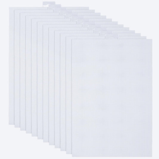 ABuff 12PCS 14 Count Plastic Mesh Canvas Sheets, 14 CT Perforated Plastic Stitching Canvas Cross Stitch PlasticMesh Canvass for Embroidery, Crafts DIY Crochet Projects, 8.2 X 11 Inch, White