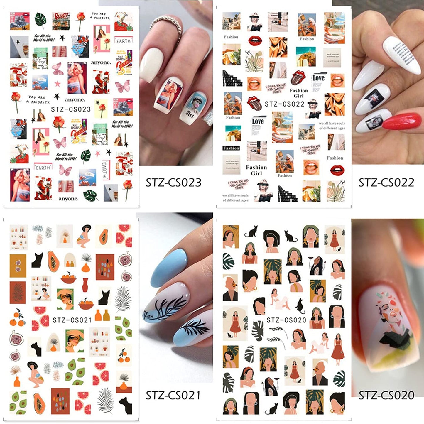 14 Sheets French Nail Art Stickers with 18 Sheets Colorful Nail Art Stickers