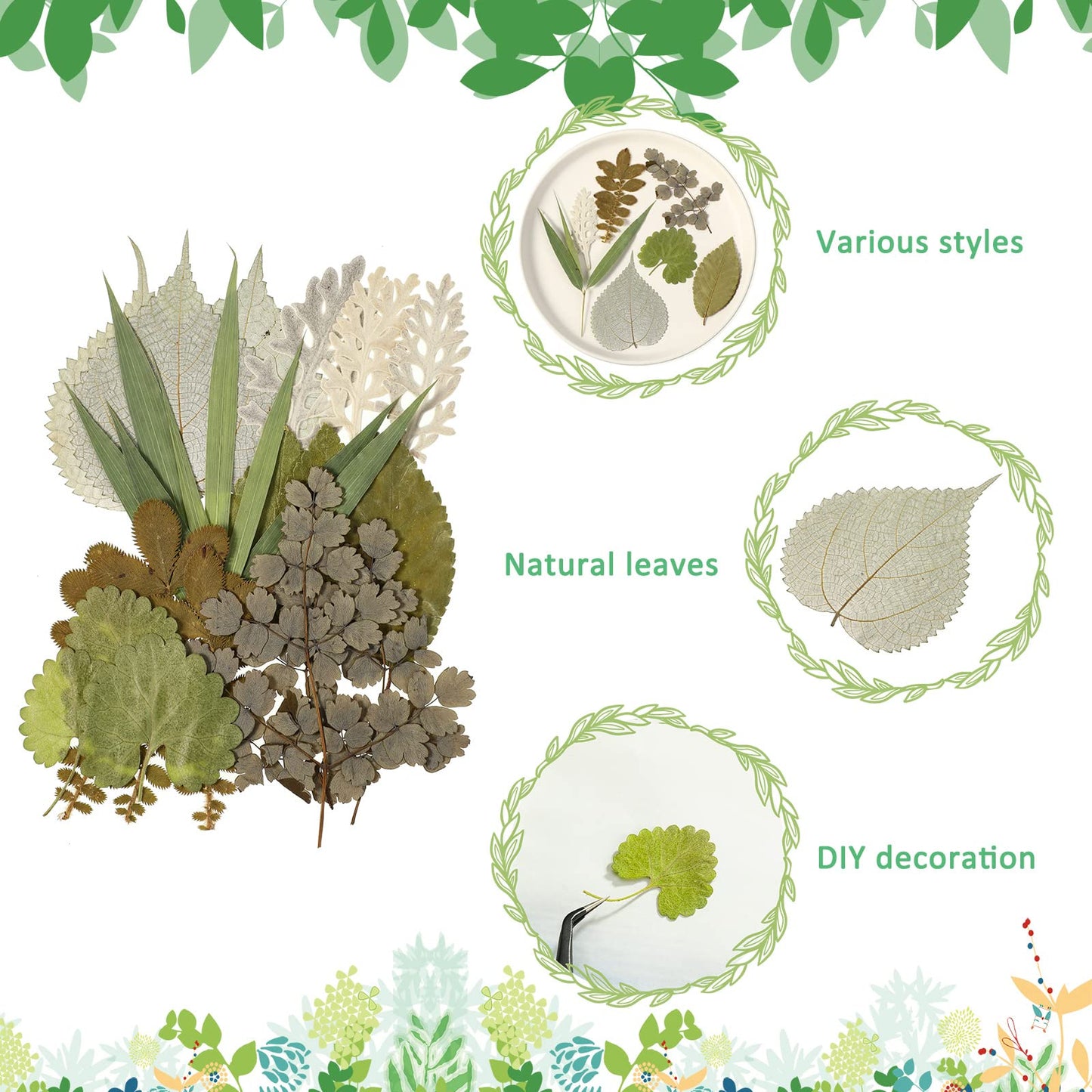 Timtin 84 Pieces Dried Pressed Leaves Flowers for Resin Mini Dried Flowers for Crafts Greenery Assorted for Art DIY Handmade Bookmarks 4 Bags(Vivid Style)