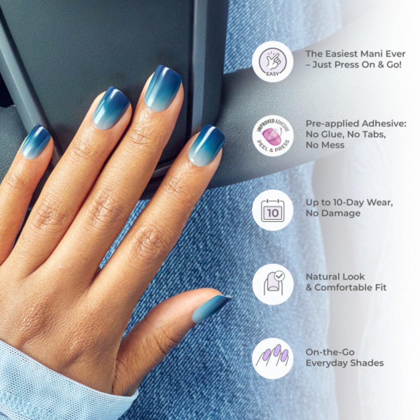 KISS imPRESS Color Press-On Manicure Fake Nails, Ballroom - Short & Square, Solid White, Ready To Wear, Chip Proof, Smudge Proof, No Dry Time, Mini File & More | 30 Count