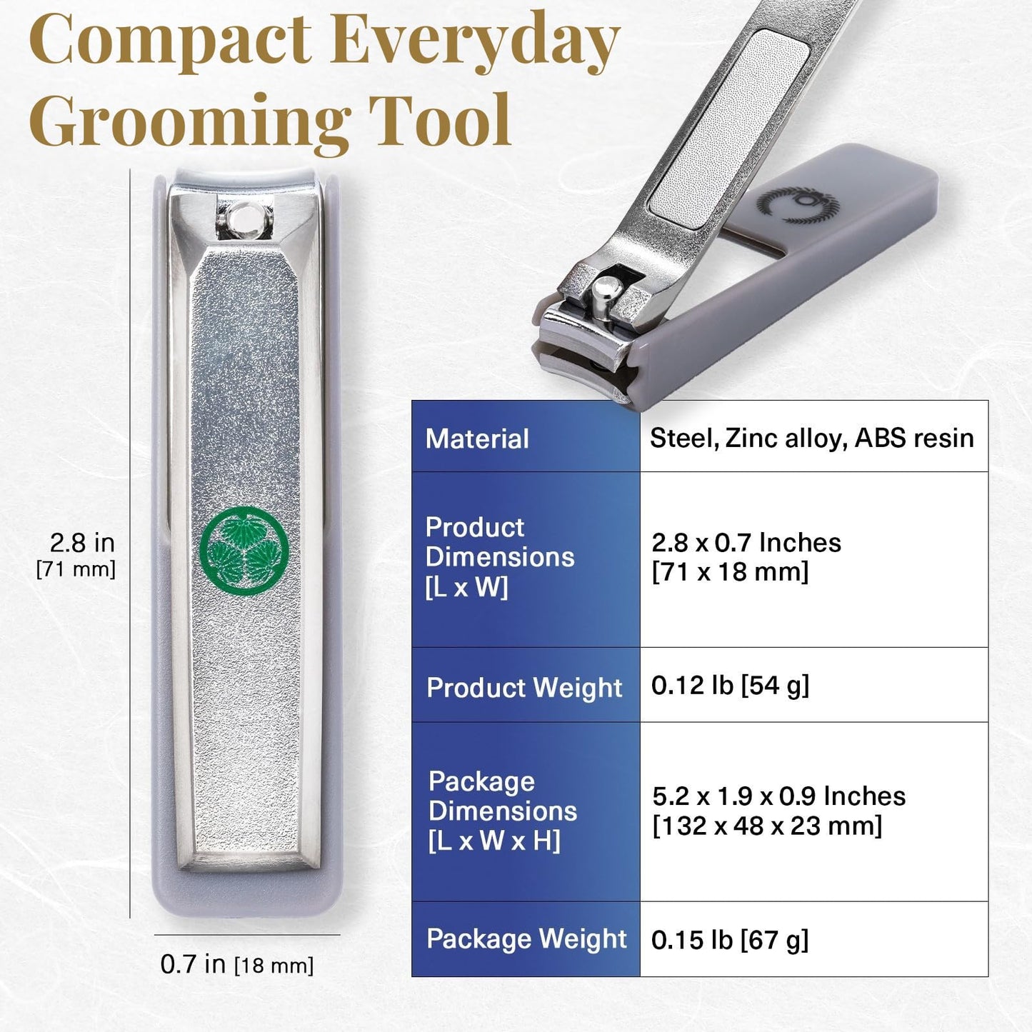 Wablade Japanese Nail Clippers, 2.8 Inch, Made in Seki Japan, Curved Carbon Steel Blade, Built-in Catcher & Nail File, Clean Controlled Trimming for Fingernails & Toenails (Black)