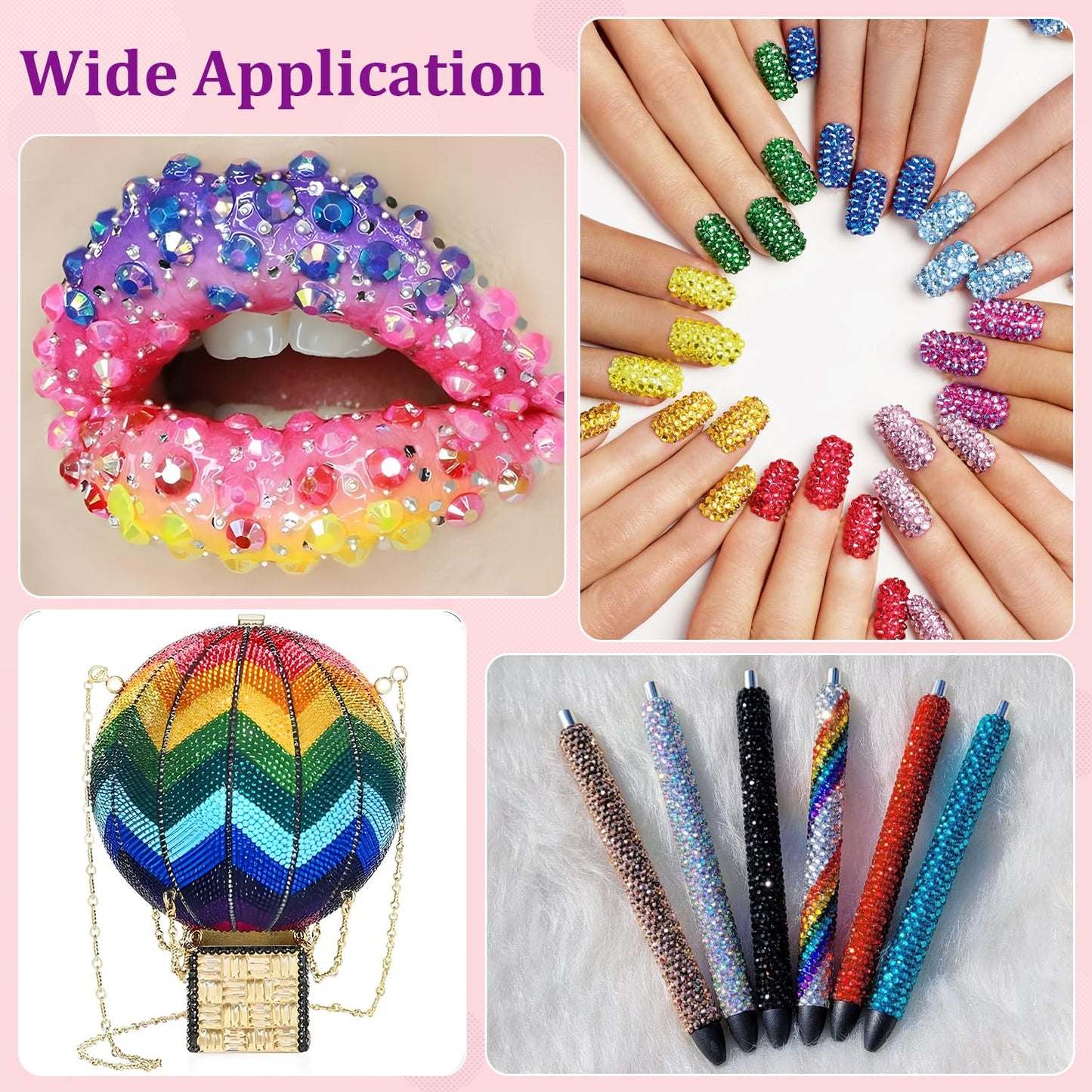 25000Pcs Resin Jelly Rhinestones with Tweezers for Crafting, Hot Pink AB 2-6mm Mixed Sizes Non Hotfix Flatback Gems, Bedazzling Crystal for DIY Crafts Clothing Tumblers Mugs Shoes Decor Nail Art