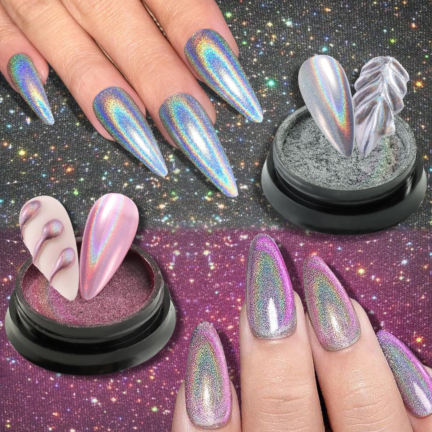 Fcozpjk 24 Colors Chrome Nail Powder Set Metallic Mirror Effect Gold Silver Pink Chrome Nail Powder White Pearl Iridescent Multi Chrome Powder for Nails Chameleon Rubbing Pigment Manicure Supplies