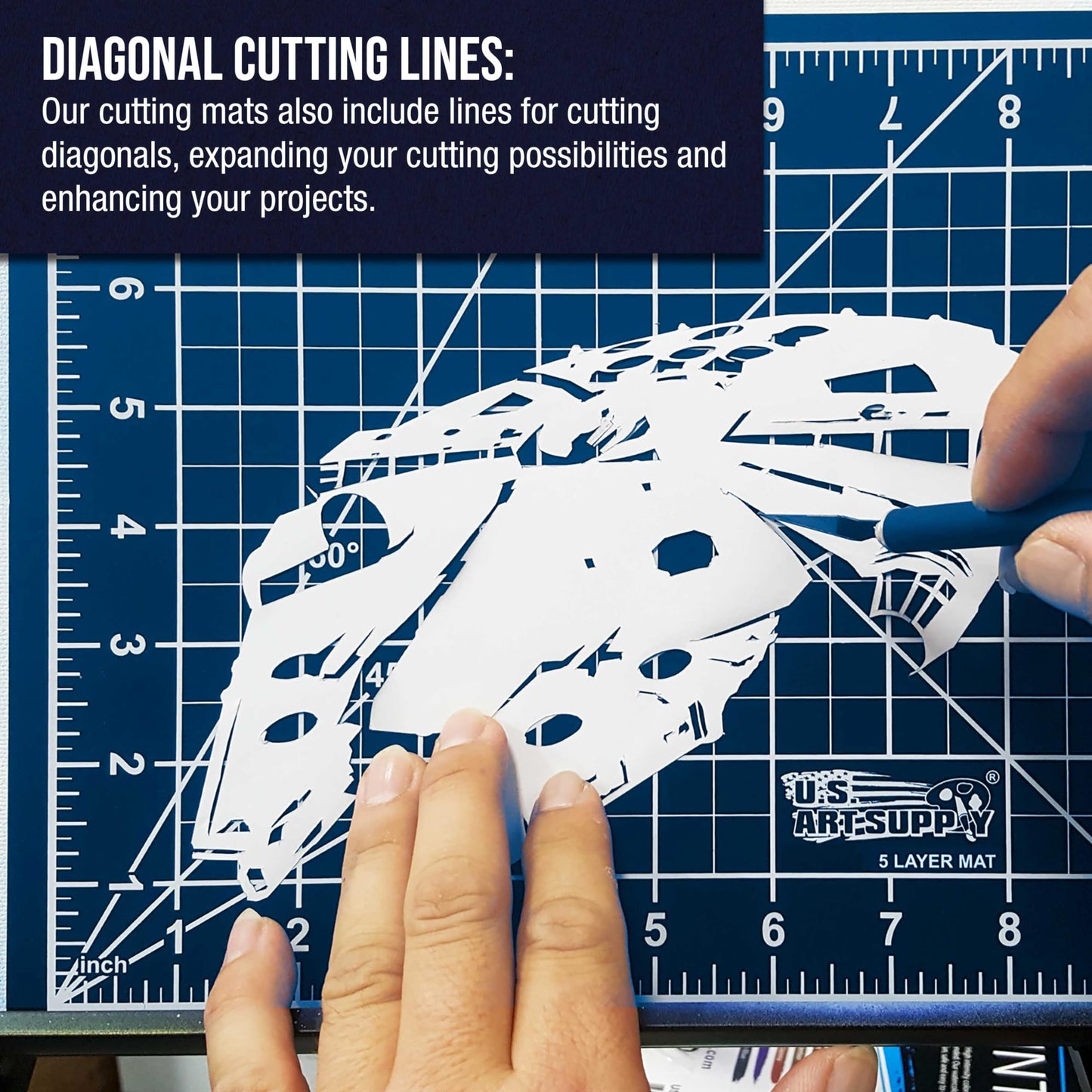U.S. Art Supply 36" x 48" Self-Healing Cutting Mat 5-Ply - Double-Sided White/Blue Craft Mat, Non-Slip Cutting Mats for Crafts, Sewing, Quilting, Scrapbooking