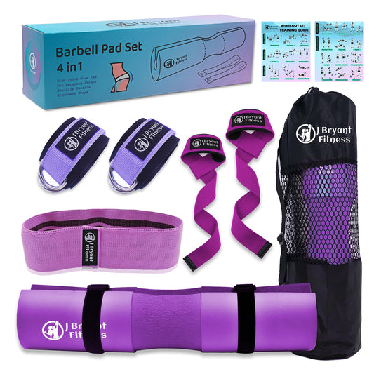 J Bryant Barbell Pad Set with 2 Ankle Straps for Cable Machines, Hip Resistance Band, Weight Lifting Straps, Thick Cushion Hip-Thrusts Pad with Carry Bag for Squats Bench Press Workout