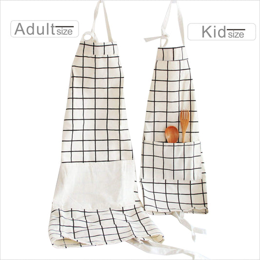 Lovely Cotton Parent Child Apron, Comfortable and Creative Artist Chef Apron for Painting Cooking, Pack of 2 (White)