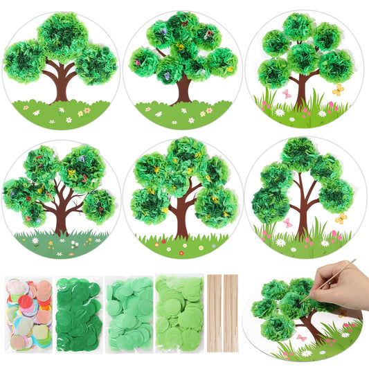 ZOIIWA Spring Poke-in Craft Kit Make Your Own Springtime Tree Ornament Spring Tree Crafts Kit Summer Poking Art Decor for Home Creative Activity Art Project Birthday Party Decor Supplies 12 Sets