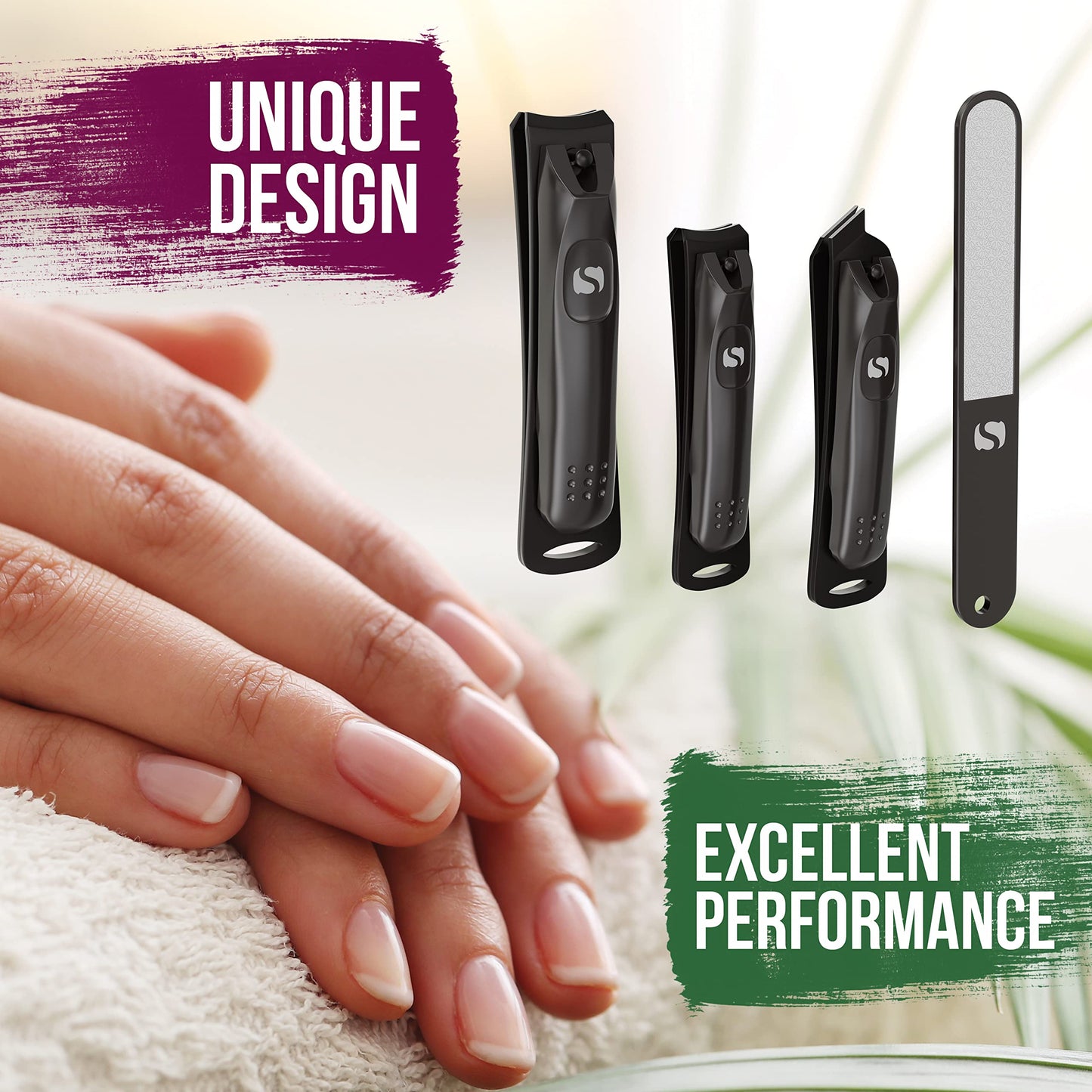 Suvorna Nail Clipper Set with Fingernail Cleaner for Under Nails - Large Nail Cutters for Thick Toenails, Edgy Nail Clipper and Nail File - Nail Clippers for Men and Nail Clippers for Women