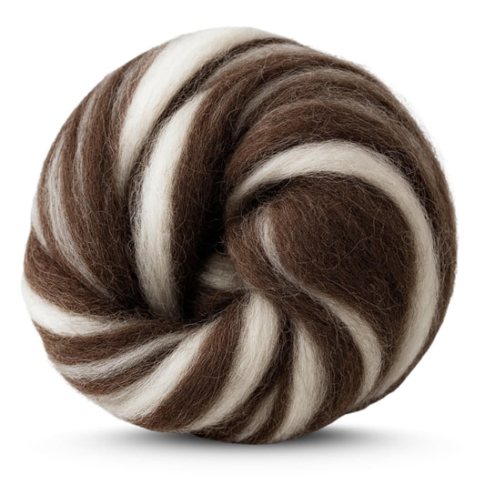 Revolution Fibers Yin Yang Natural Blend of Corriedale Wool Roving (8 Ounces) | Perfect for Felting, Hand Spinning & Tapestry |100% Natural Undyed Off-White & Brown Blend