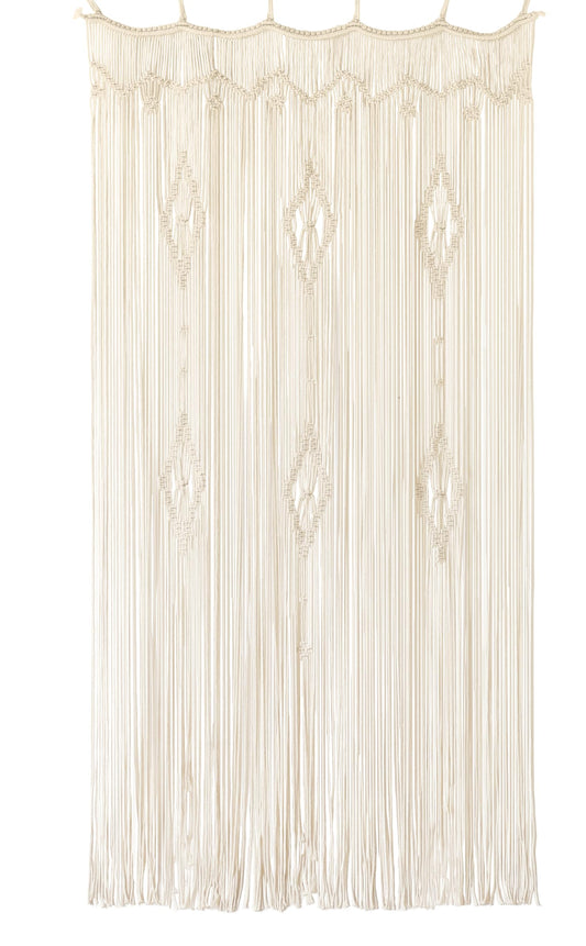 IOWER Macrame Curtain Long Cotton Window Panel Boho Curtains for Bedroom Wedding Backdrop Room Divider Doorway Closet Apartment 35''W x 70''L