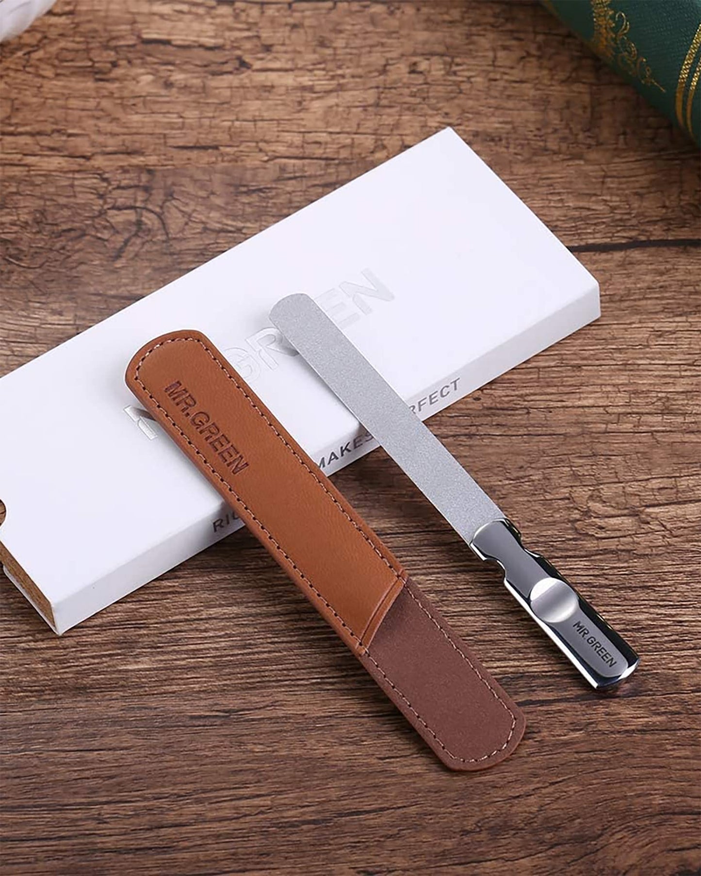Nail File,Professional Double Sided Stainless Steel Nail File with Non-Slip Handle and Leather Case,Double Sided and Files Nails Easily for Men and Woman