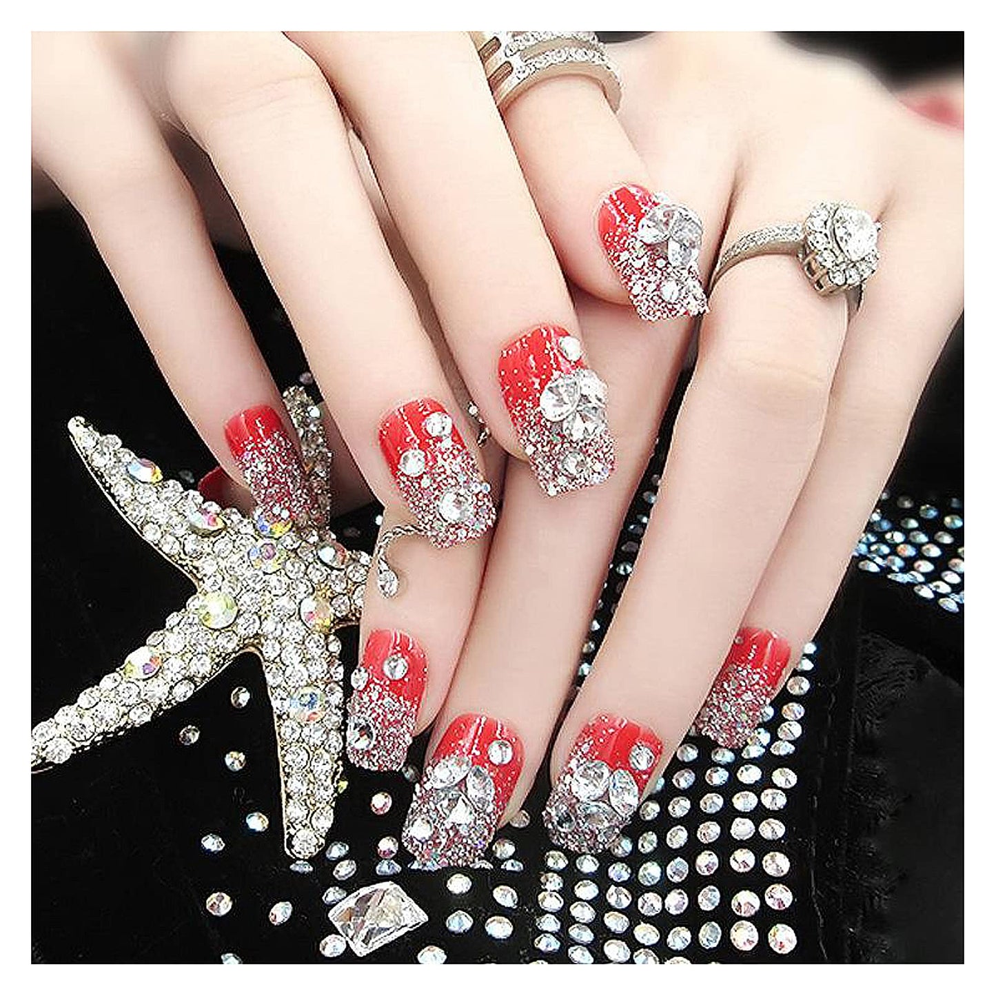 4880Pcs Rhinestones for Nail, White Crystal Nail Rhinestones Set, Nail Round Beads Flatback Glass Gems Stones, Multi Shapes for Nail DIY Crafts Clothes Shoes Jewelry